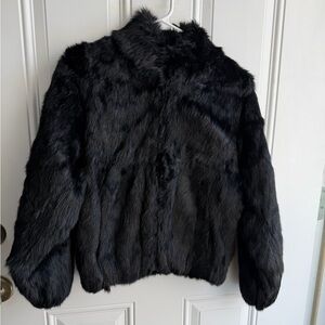 Vintage Black Rabbit Fur Jacket size small